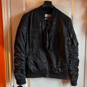 Jack & Jones CORE- Black Bomber Jacket with patches